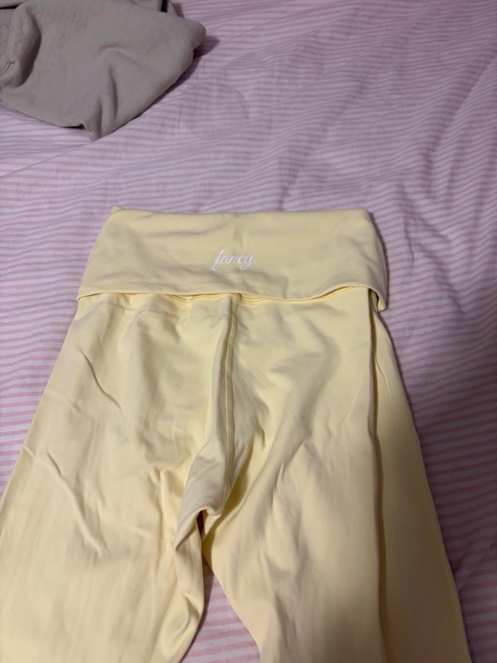 Fancy Pale Yellow Fold-Over Waist Leggings